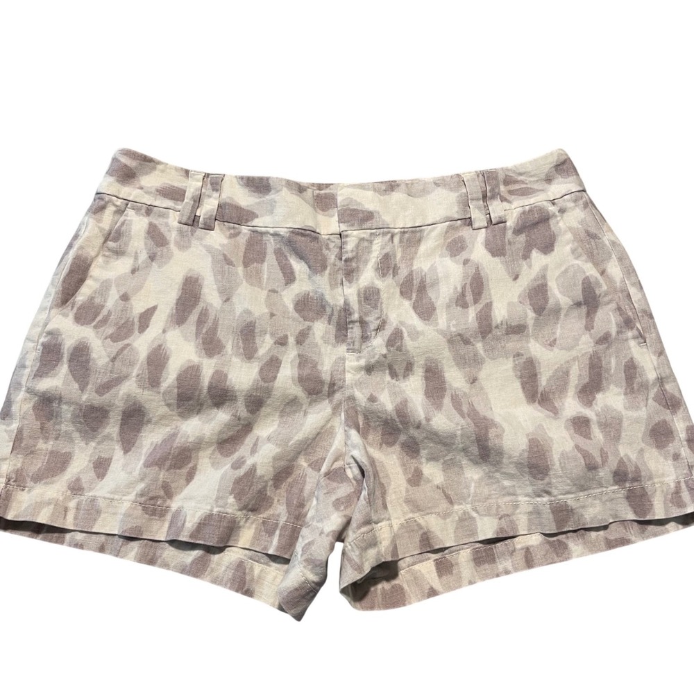 Ann Taylor Loft Shorts Womens 6 Mauve Linen Blend Abstract Animal Print Coastal